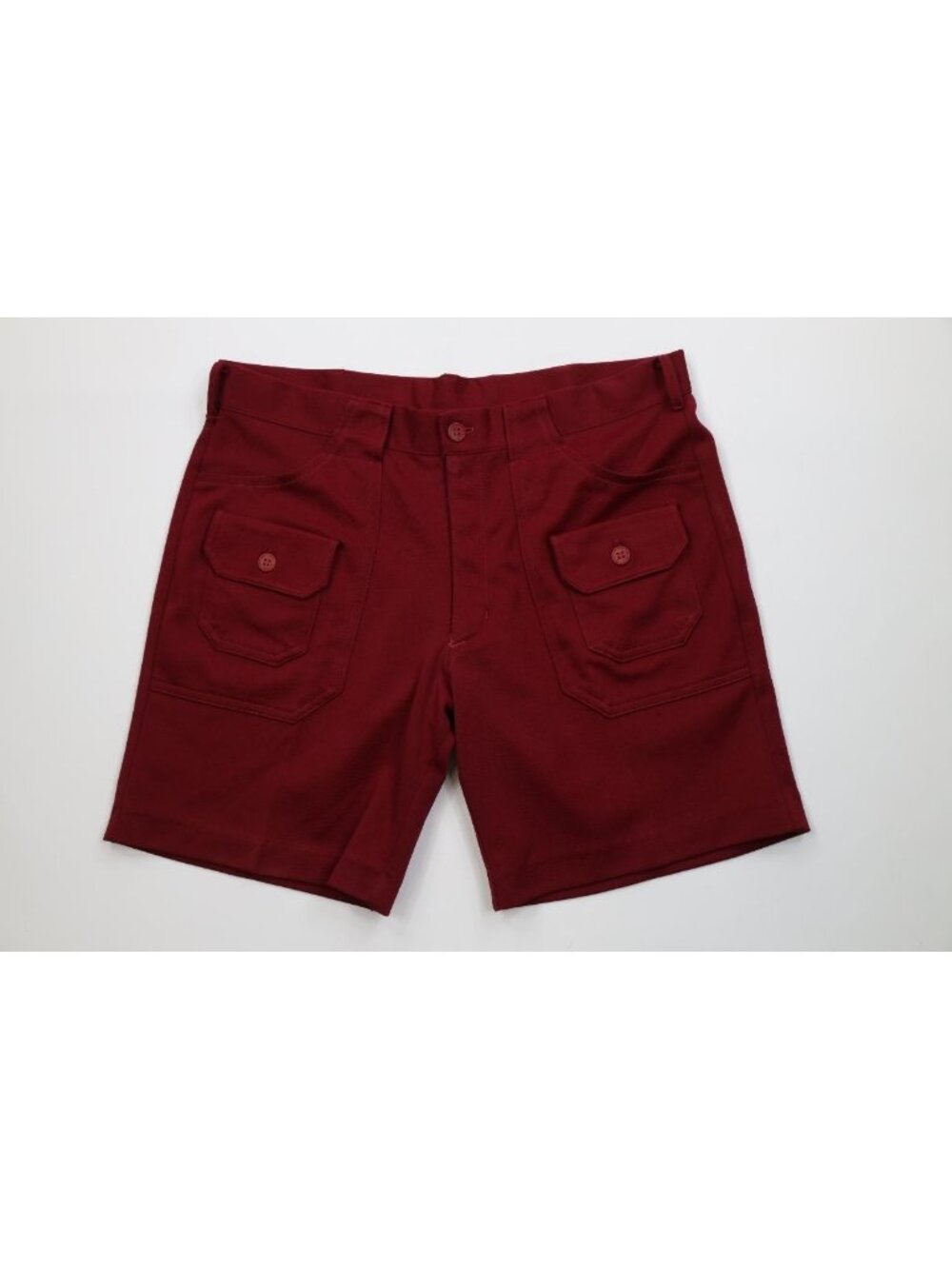 Vintage 70s Streetwear Mens 36 Knit Above Knee Trekking Cargo Shorts Red USA